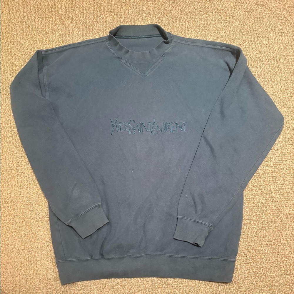 Yves Saint Laurent Women’s Slate Blue Crewneck Sweater